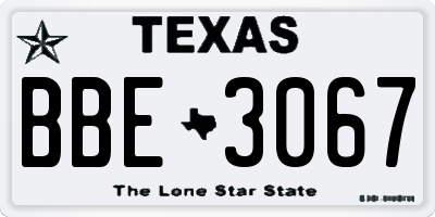 TX license plate BBE3067