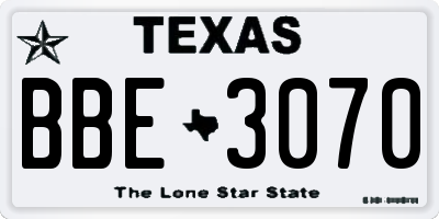 TX license plate BBE3070
