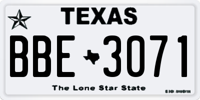 TX license plate BBE3071