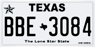 TX license plate BBE3084