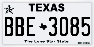TX license plate BBE3085
