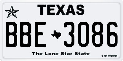 TX license plate BBE3086