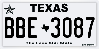 TX license plate BBE3087