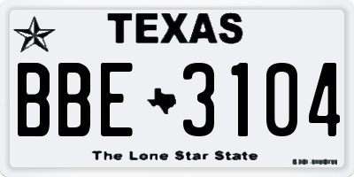 TX license plate BBE3104