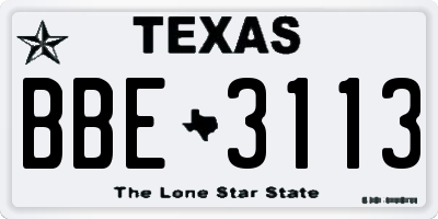 TX license plate BBE3113
