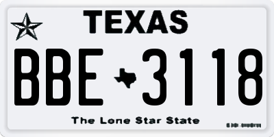 TX license plate BBE3118