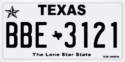 TX license plate BBE3121