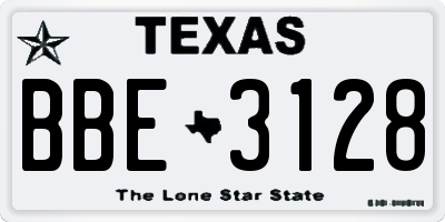 TX license plate BBE3128