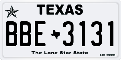 TX license plate BBE3131