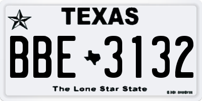 TX license plate BBE3132