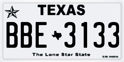 TX license plate BBE3133
