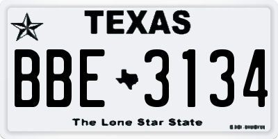 TX license plate BBE3134