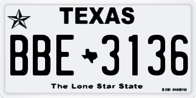 TX license plate BBE3136