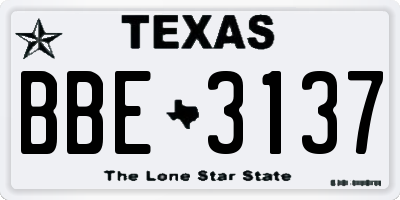 TX license plate BBE3137