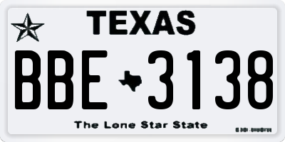 TX license plate BBE3138