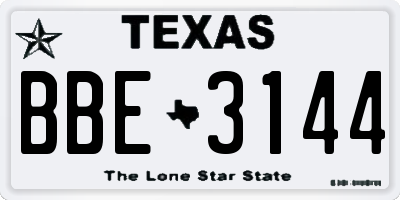 TX license plate BBE3144