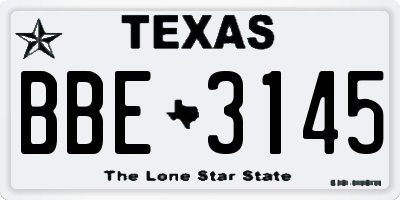 TX license plate BBE3145