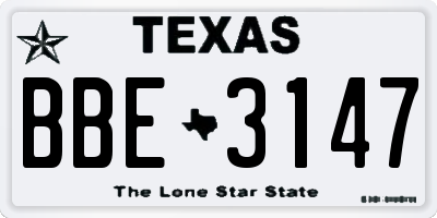 TX license plate BBE3147