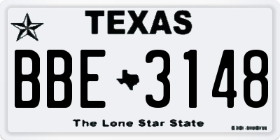 TX license plate BBE3148