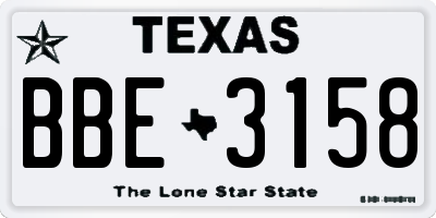 TX license plate BBE3158