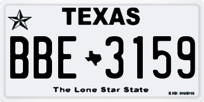TX license plate BBE3159