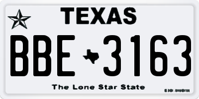 TX license plate BBE3163