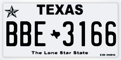 TX license plate BBE3166