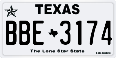 TX license plate BBE3174