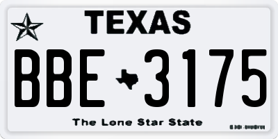 TX license plate BBE3175