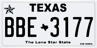 TX license plate BBE3177