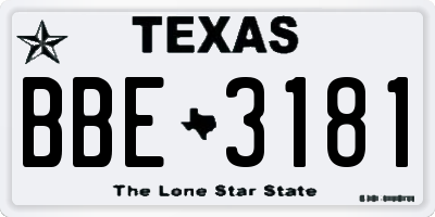 TX license plate BBE3181