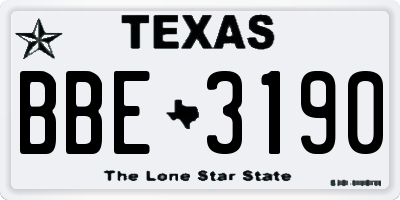 TX license plate BBE3190