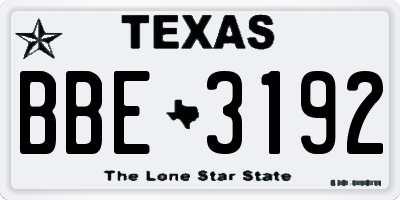TX license plate BBE3192