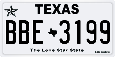 TX license plate BBE3199