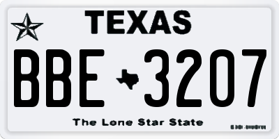TX license plate BBE3207
