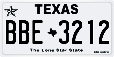 TX license plate BBE3212