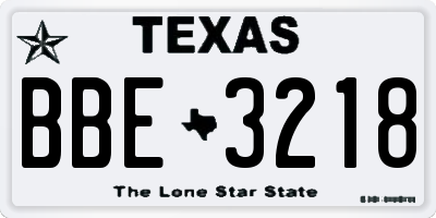 TX license plate BBE3218