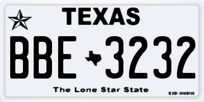 TX license plate BBE3232