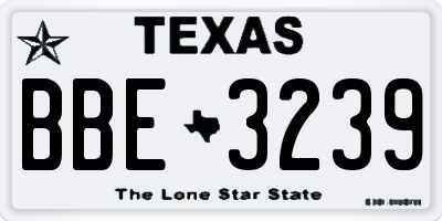 TX license plate BBE3239