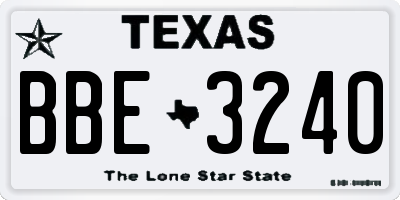 TX license plate BBE3240