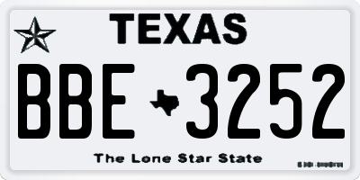 TX license plate BBE3252