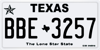TX license plate BBE3257