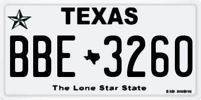 TX license plate BBE3260