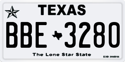 TX license plate BBE3280