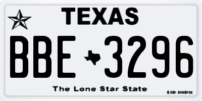 TX license plate BBE3296