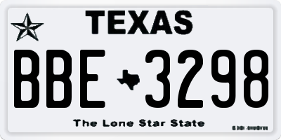 TX license plate BBE3298
