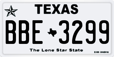 TX license plate BBE3299
