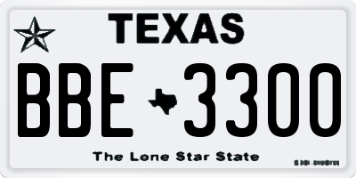 TX license plate BBE3300