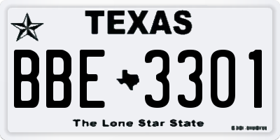 TX license plate BBE3301