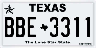 TX license plate BBE3311